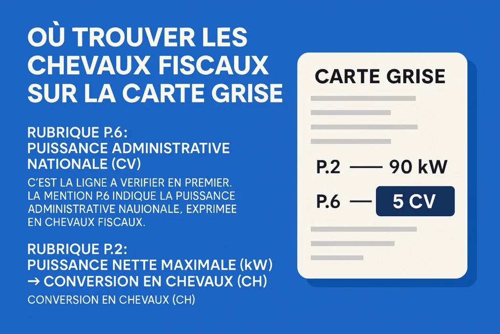 Puissance Fiscale sur la carte grise : où est-elle visible : champ P6
